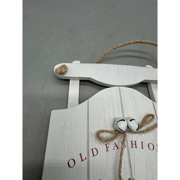 Old Fashioned Sleigh Rides Wall Décor With Bells & Rope Hanger Rustic Wood READ - Picture 8 of 8
